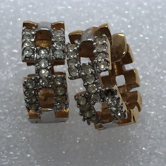 VTG Square Link Pavé Hoop Earrings - Picture 5 of 8